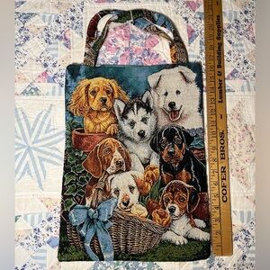 Vintage puppy Dog Tapestry Tote Bag